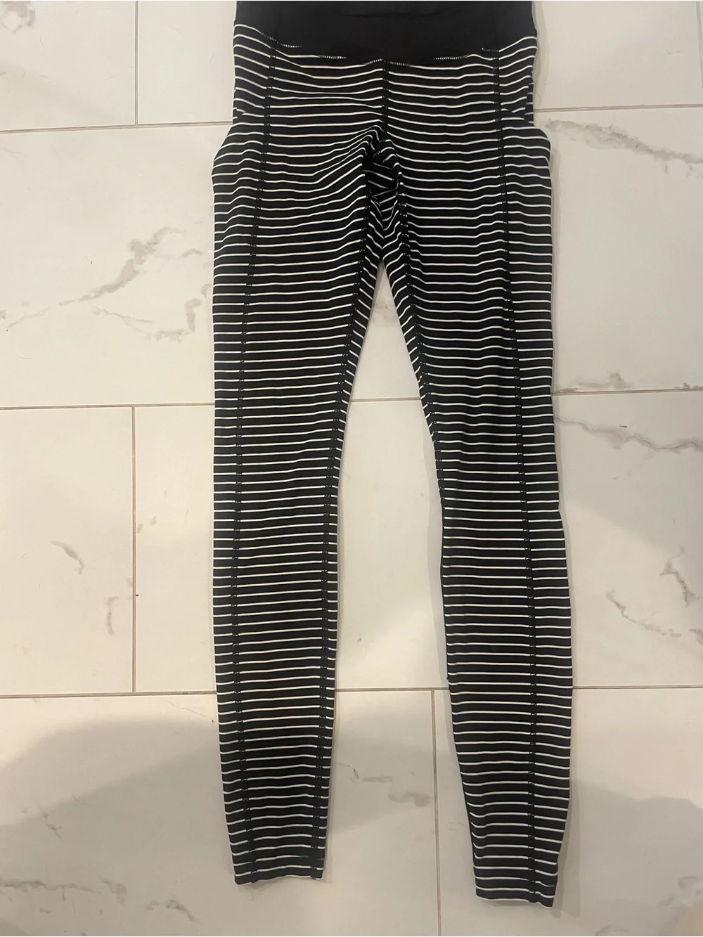 lululemon athletica Black & White Striped Leggings